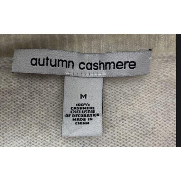 Autumn Cashmere Beige Gray Pearl Sleeve Puff Sweater M - Picture 3 of 6